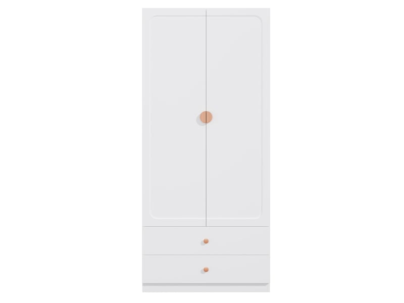  Armoire 2 portes avec penderie et 2 tiroirs 90x45x200 cm blanche  - Conforama E