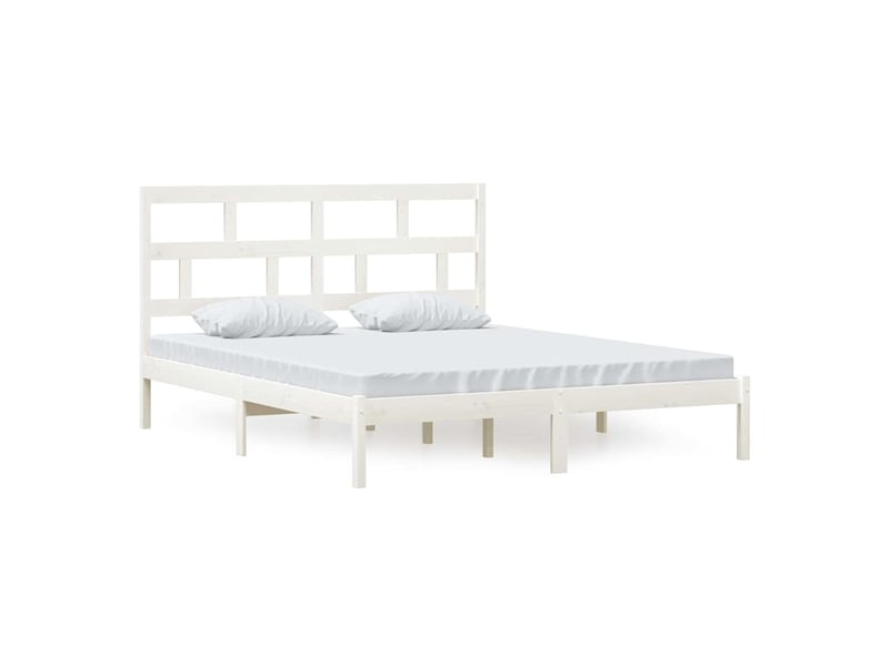  Lit double- lit adulte -  cadre de lit sans matelas blanc bois massif 160x200 cm  - Conforama A