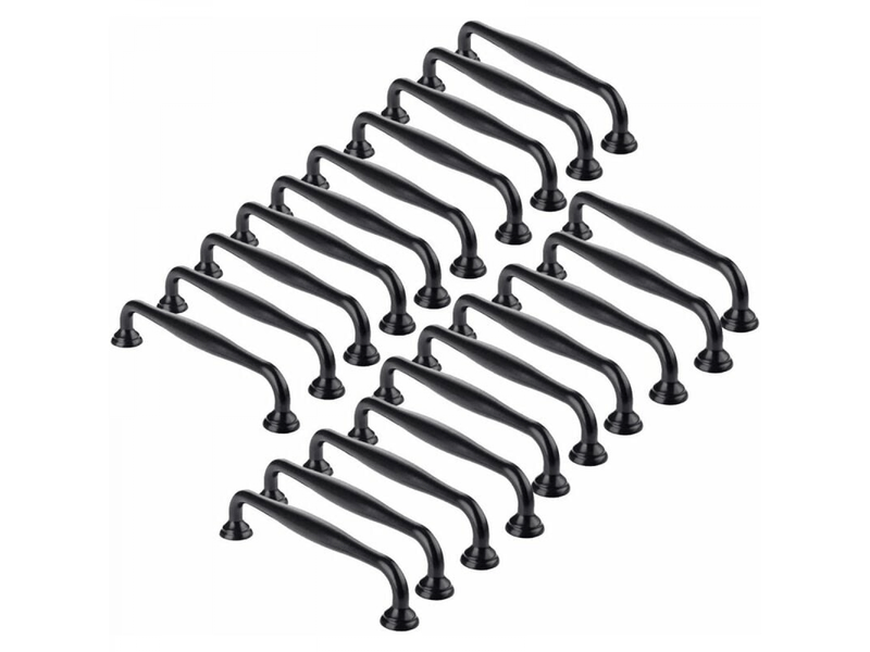  Lot de 20 poignées de porte de 96 mm, poignées pour armoires et tiroirs, avec vis noires  - Conforama A