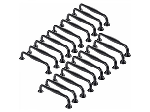 Lot de 20 poignées de porte de 96 mm, poignées pour armoires et tiroirs, avec vis noires