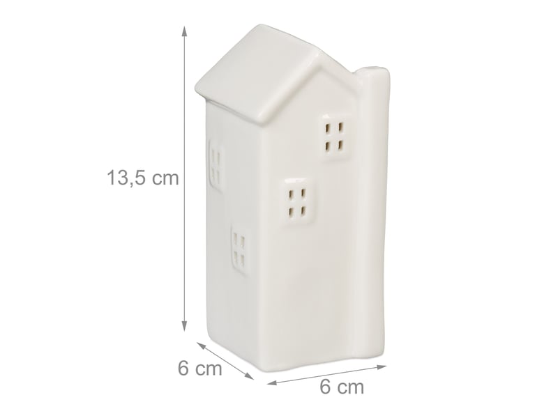  Photophore en forme de maison ambiance cosy déco intérieur 18 x 12 x 12 cm en porcelaine blanche 13_0015197  - Conforama B