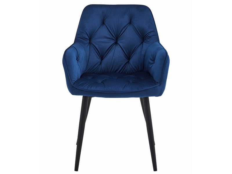 Family chaise jork - velours bleu marinepieds noirs x 1  - Conforama B