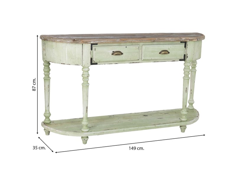  Console en bois blanc et vert 149x35x87 cm h  - Conforama C