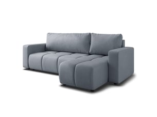 Canapé d'angle réversible convertible MASSENO 3 places Polyester gris avec coffre de rangement