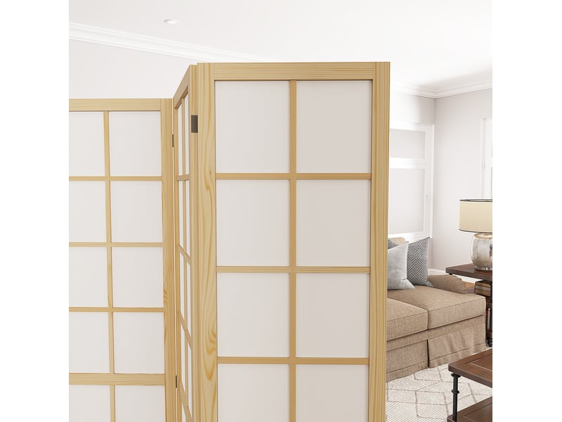  Paravent intérieur 4 panneaux 160 x 170 cm – bois naturel – pliable, séparateur d'espace et intimité  - Conforama D