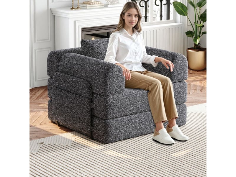  Canapé-lit chenille - 2-en-1 - compartiment de rangement - trois cadres métalliques - montage facile - gris gris - Conforama E
