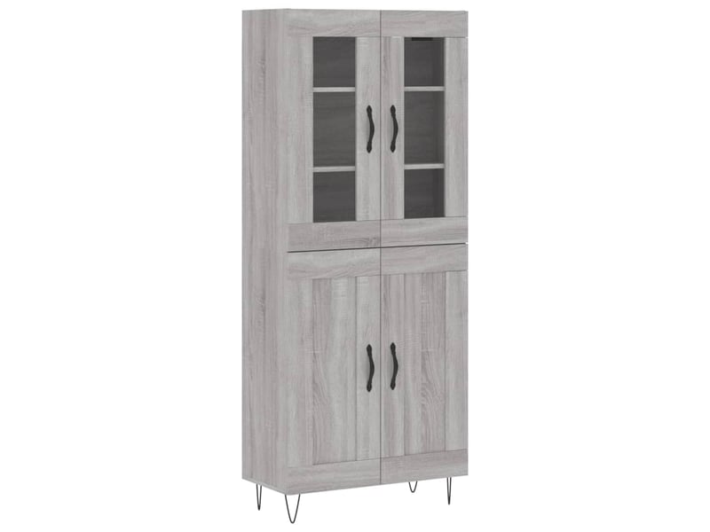  Buffet haut - bahut - meuble de rangement sonoma gris 69,5x34x180 cm bois d'ingénierie  - Conforama A