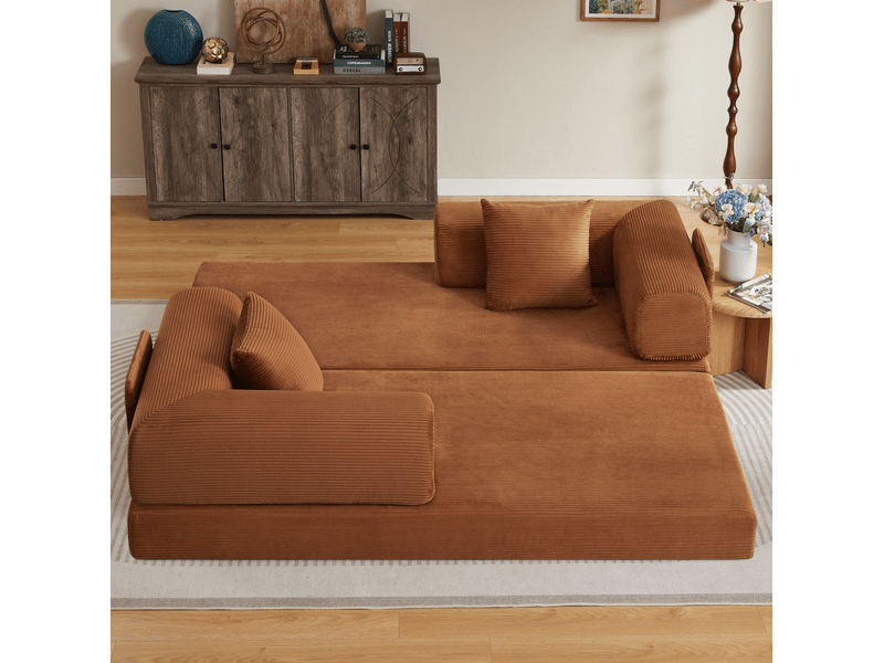  Canapé convertible 2 places avec matelas épais  - structure acier, mousse, terracotta  - Conforama B