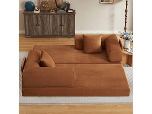 Canapé convertible 2 places avec matelas épais - structure acier, mousse, terracotta