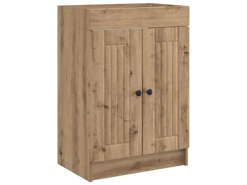  Armoire sous évier de salle de bain, meuble de rangement chêne artisanal shl9123  - Conforama A