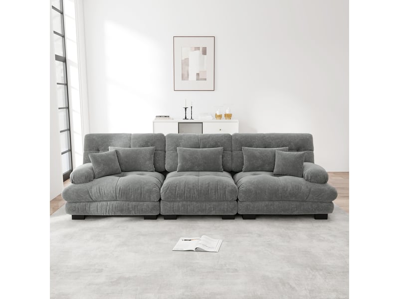  Canapé d'angle, canapé convertible — 3 places, en chenille, assise profonde  - Conforama C