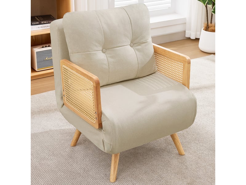  Fauteuil convertible, fauteuil relax, beige, dossier réglable, avec accoudoirs  - Conforama R