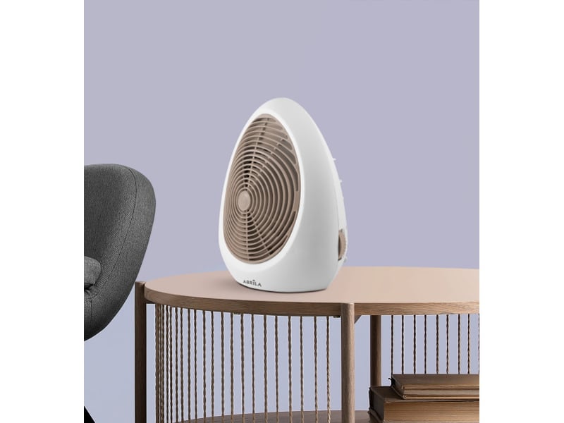  Chauffage soufflant ABRILA Perugia 2000 W blanc et beige, 2 puissances, 3 fonctions, thermostat réglable et sécurité anti-basculement 228222015 - Conforama C