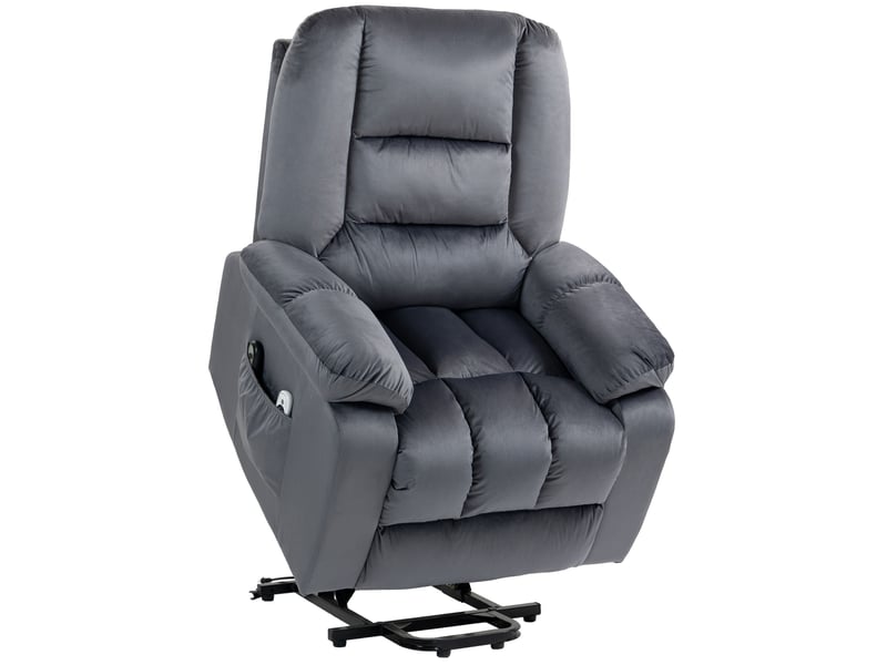  Fauteuil releveur électrique gris avec massage vibrant, chaleur lombaire, inclinaison 135° et repose-pieds  - Conforama A