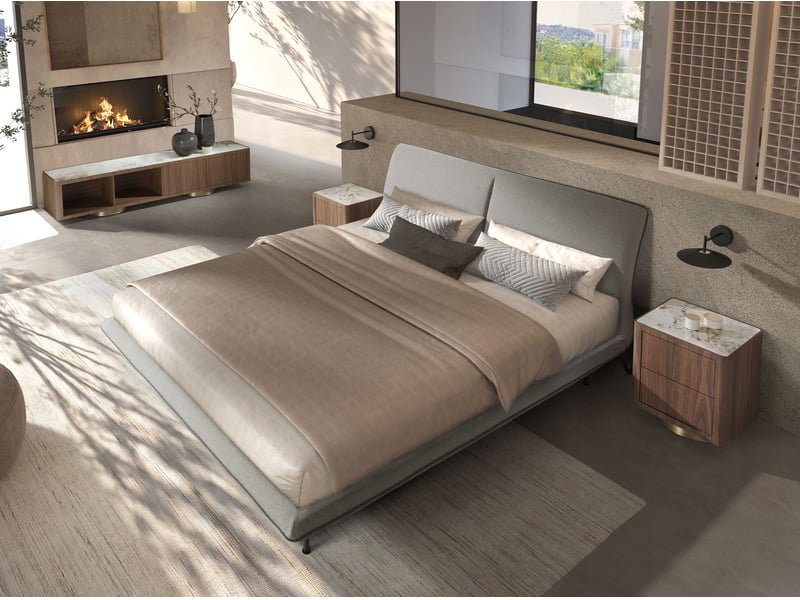  Lit en tissu gris foncé 7221 - Conforama C