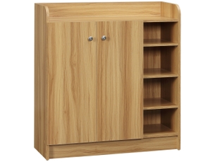 Meuble de rangement à chaussures pour entrée avec 4 compartiments ouverts et placard double porte - étagère réglable