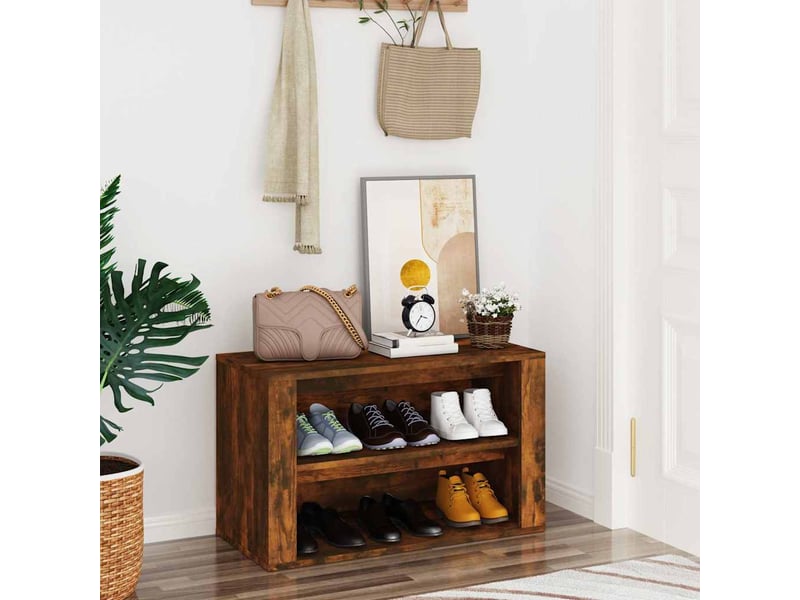  Meuble à chaussures, étagère à chaussures chêne fumé 75x35x45 cm bois d'ingénierie  - Conforama B