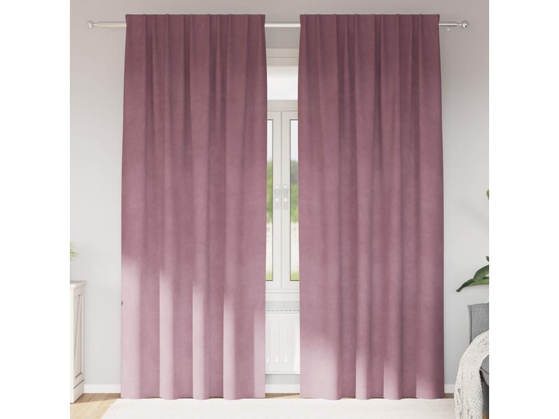 Lot de 2 rideaux, rideaux de fenêtre rose foncé 140 x 225 cm velours cf44111 - Conforama B