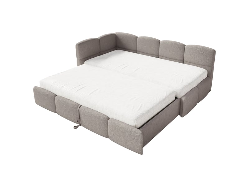 Selsey cloudy - lit rembourré - 170x185 cm - bouclé gris clair - côté gauche Cloudy - Conforama D