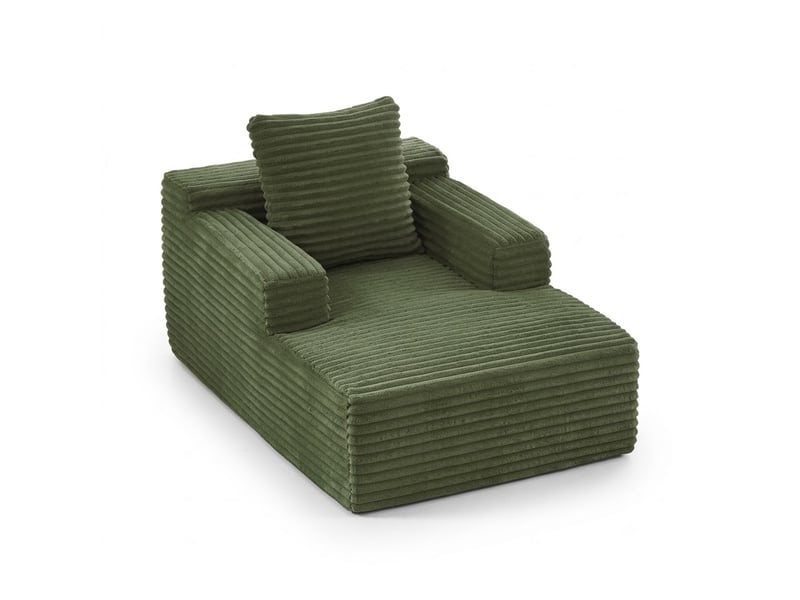  Chaise longue canapé en velours côtelé - méridienne confortable sans montage fauteuil relax de salon et bureau 1 place - vert  - Conforama A