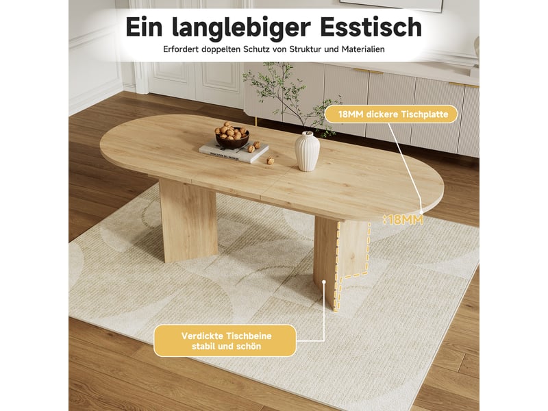 Table à manger rectangulaire 160 × 80 cm, teinte chêne - Conforama E