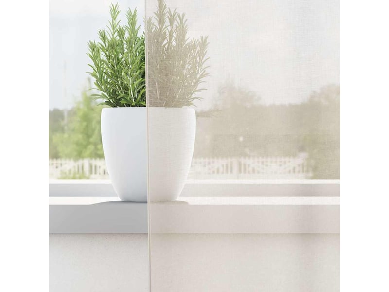  Lot de 2 rideaux en voile, voilages à œillets couleur crème cf44257  - Conforama C