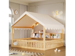 Lit baldaquin 140x200 cm MODENVIE coloris naturel