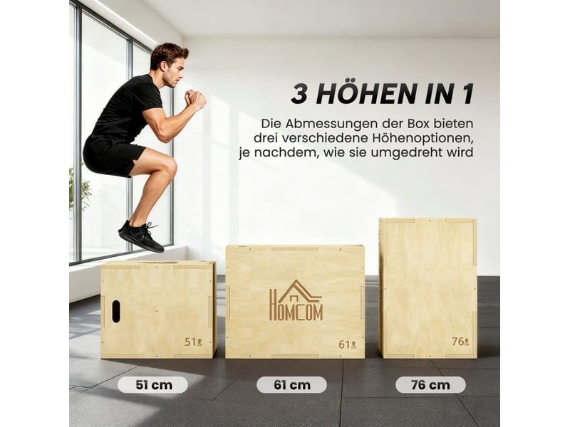  Box pliométrique 3-en-1 61x51x76 cm avec poignées bois naturel  - Conforama B