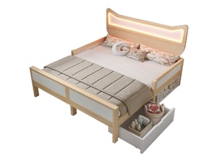 Lit avec rangement 140x200 cm <strong>OXEZA</strong> <strong></strong> coloris bicolore