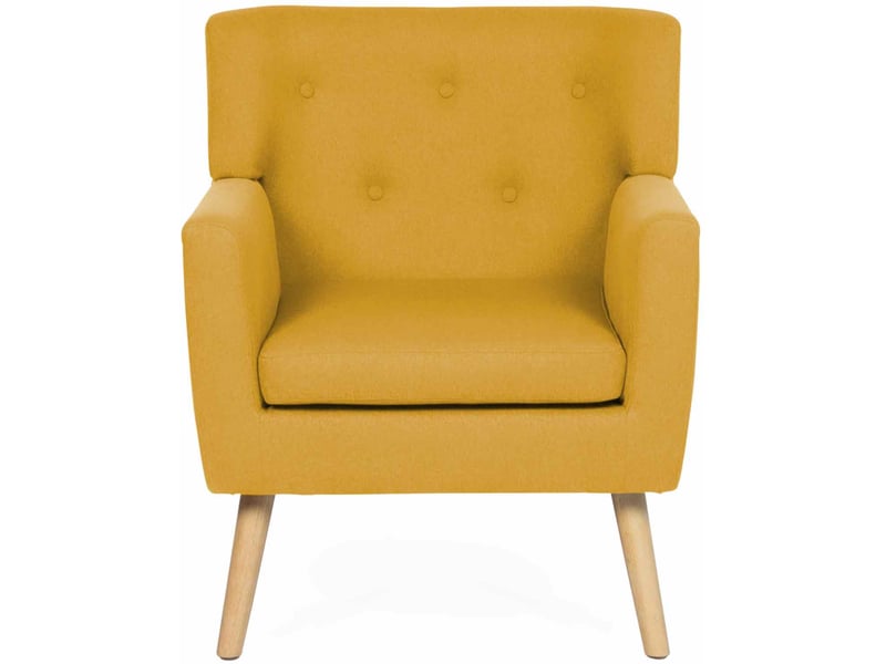 Fauteuil Convertible Scandinave AMIKO - Velours Jaune Moutarde & Bois Clair - 5 Positions, Se Transforme En Lit - 120kg Max