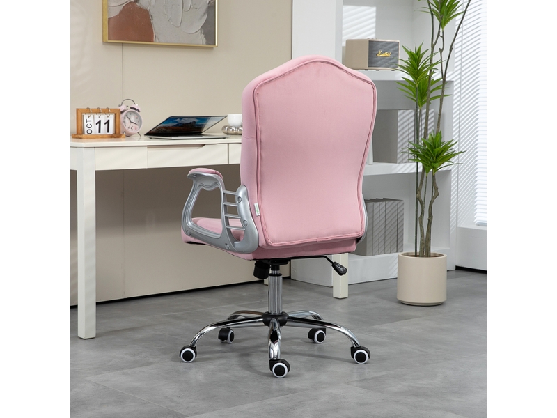  Chaise de bureau ergonomique rose en tissu, réglable en hauteur avec fonction basculante, supporte 120 kg  - Conforama E
