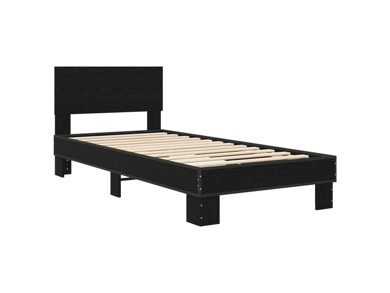 Lit simple- lit adulte -  cadre de lit avec tête de lit chêne noir 80 x 200 cm  - Conforama B
