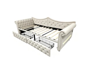 Lit banquette 90x200 cm <strong></strong>  <strong>CozyNest</strong> coloris beige