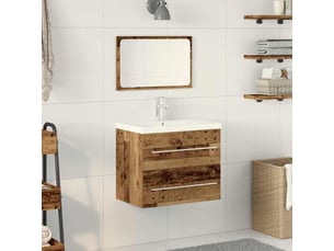 Meuble de lavabo de salle de bain, armoire de bain 2 pc bois ancien cf65493
