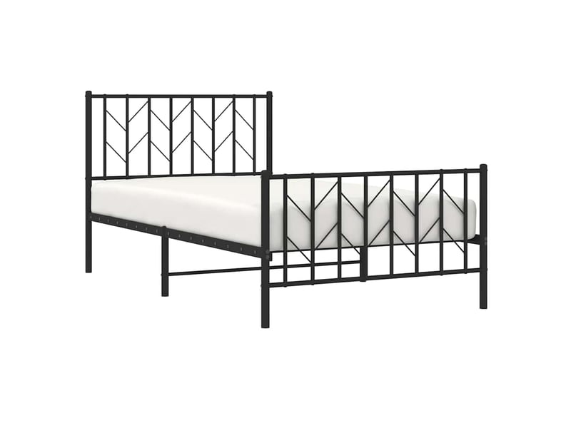  Lit simple- lit adulte -  cadre de lit métal sans matelas et pied de lit noir 100x200 cm  - Conforama D