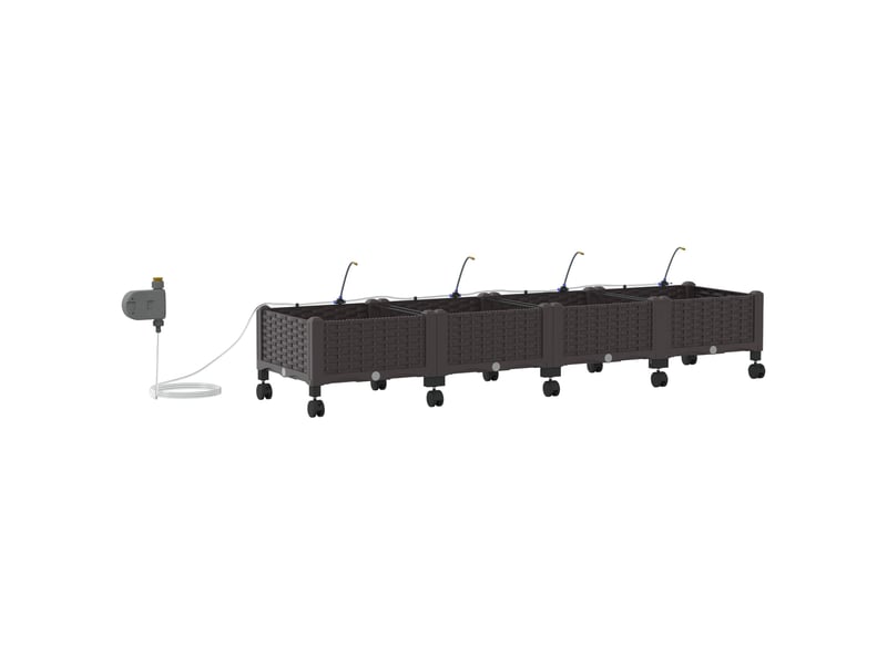  Jardinière - porte-plante de jardin avec irrigation et roues 4 pcs marron pp  - Conforama D