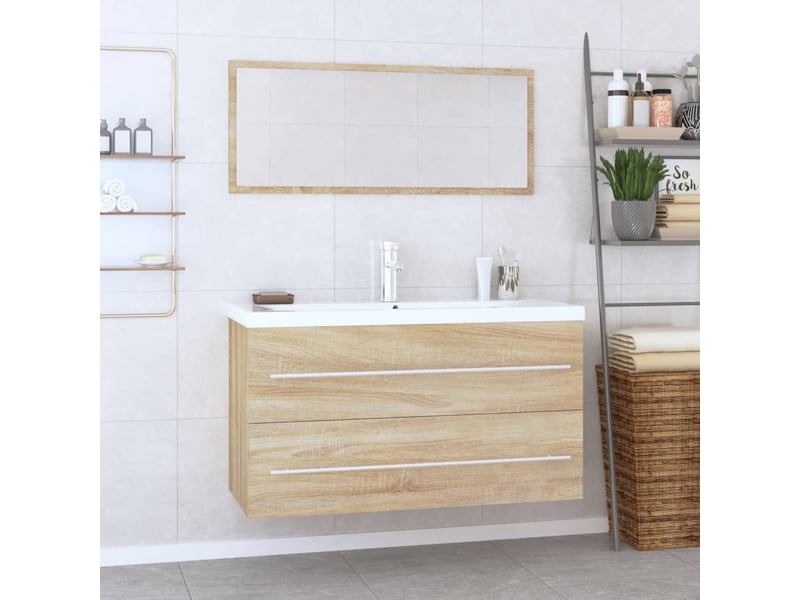  Ensemble de meubles de salle de bain 3 pcs chêne sonoma cf63733  - Conforama B