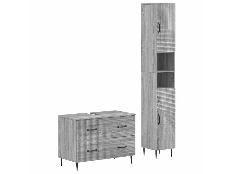  Ensemble de 2 meubles de salle de bain haarlem sonoma gris cf63171  - Conforama A