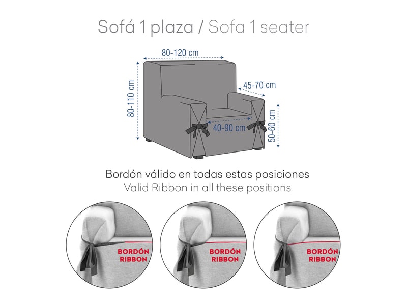 Housse universelle pour canapé 1 place sky c01  - Conforama D