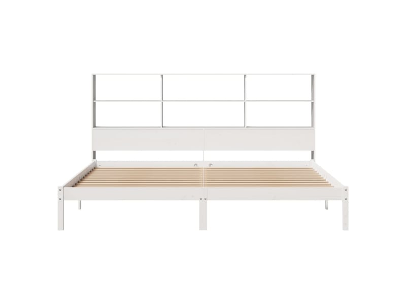  Lit double- lit adulte -  lit bibliothèque sans matelas blanc 180x200 cm bois pin massif  - Conforama C