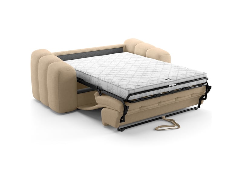  Canapé capitonné convertible 3 places en tissu chenille taupe - ouverture express - belleville Belleville - Conforama D