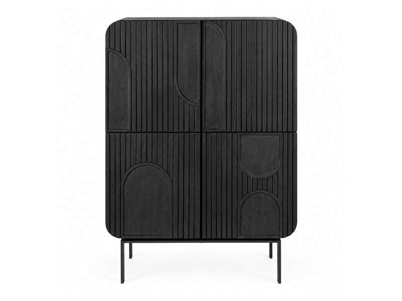  Meuble de salle à manger 4 portes , manguier noir, mira  - Conforama C