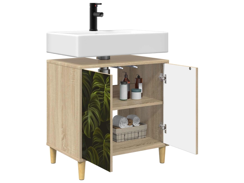  Armoire de salle de bain, meuble de rangement elburg sonoma 60x40x60 cm  - Conforama C