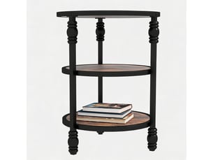 Table d'appoint ronde 3 niveaux, étagères, bout canapé, chevet compact, gain de place, style industriel vintage