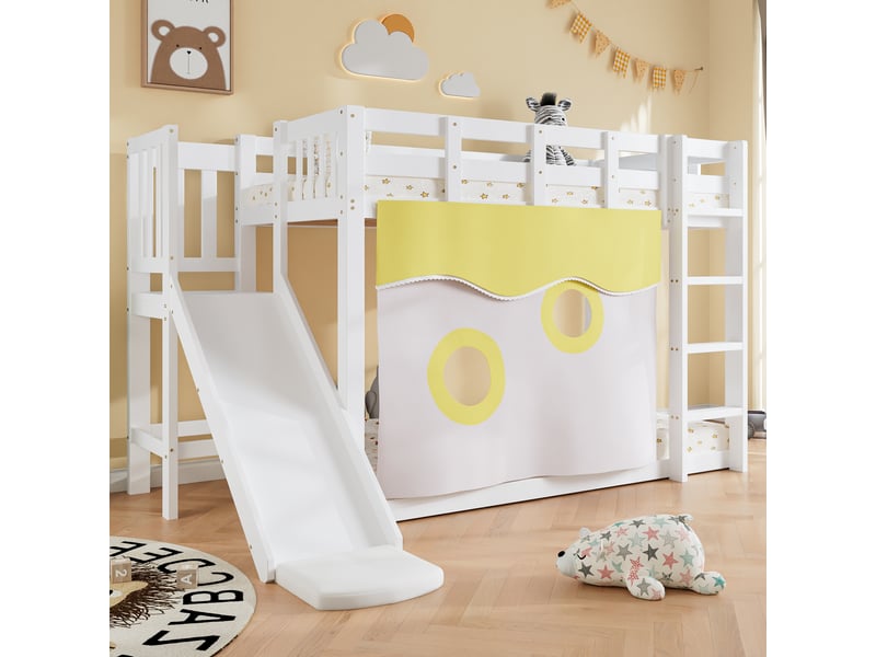  Lit mezzanine 90x200 cm coloris blanc pin lit enfant blanc - Conforama D