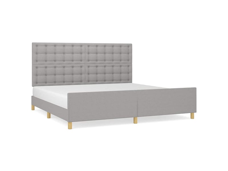  Lit double- lit adulte -  cadre de lit sans matelas gris clair 200x200 cm tissu  - Conforama A