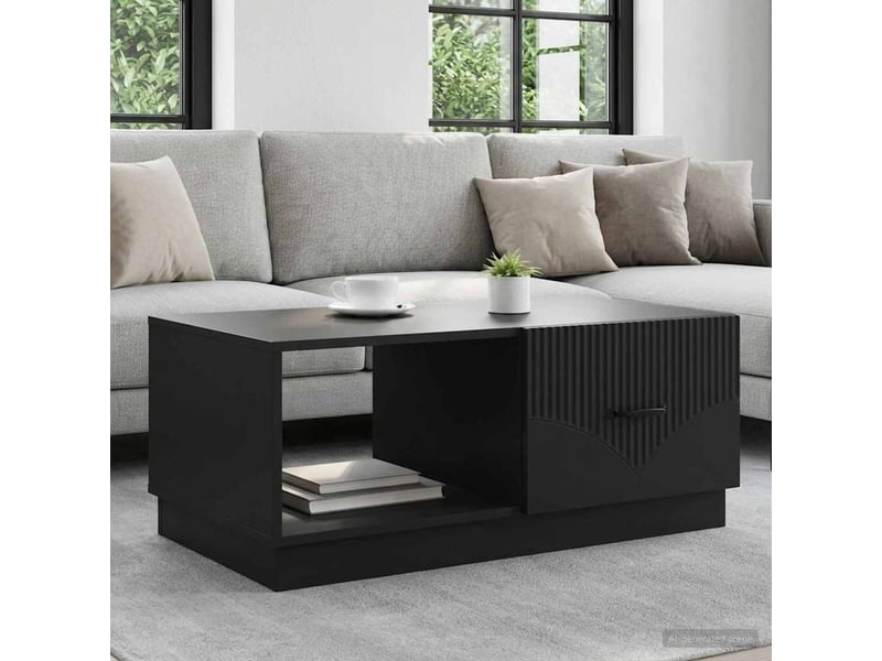  Table basse - table de salon - table à thé noir 90 x 50 x 37 cm bois d'ingénierie  - Conforama B
