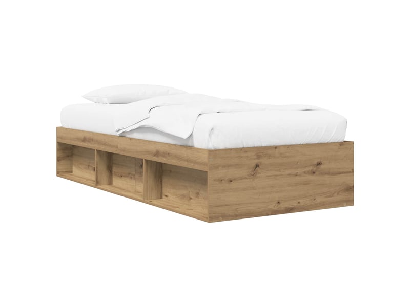  Lit simple- lit adulte -  cadre de lit avec rangement chêne artisanal 80 x 200 cm  - Conforama A