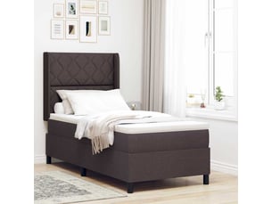 Lit adulte, lit simple, lit à ressorts avec coussin marron foncé 200x100cm tissu cf16804