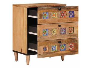 Table de chevet - cabinet de chevet - table de nuit naturel 50 x 33 x 62 cm bois de mangue massif